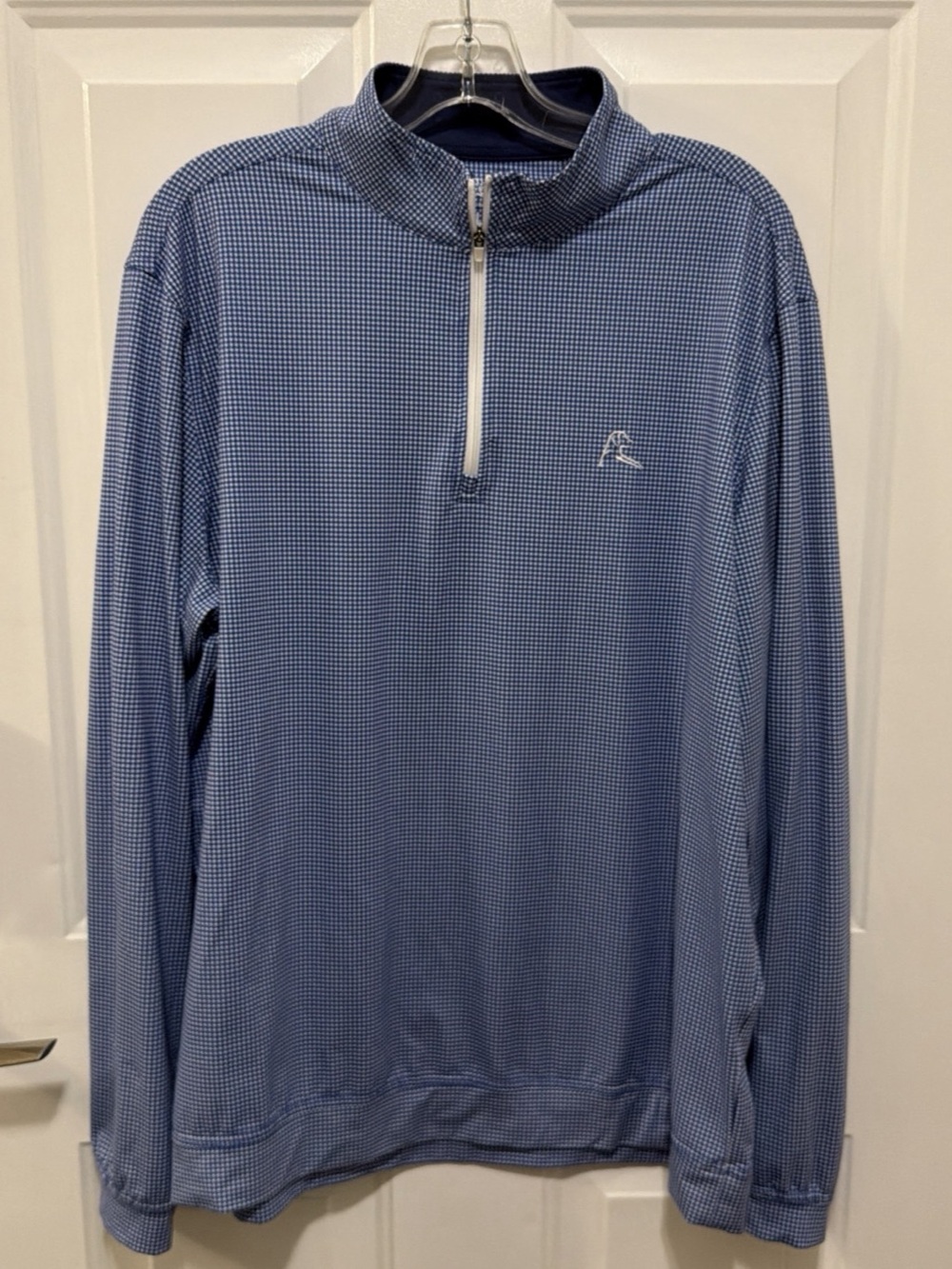 Rhoback Houndstooth Performance Q-Zip Polo Blue & White Large